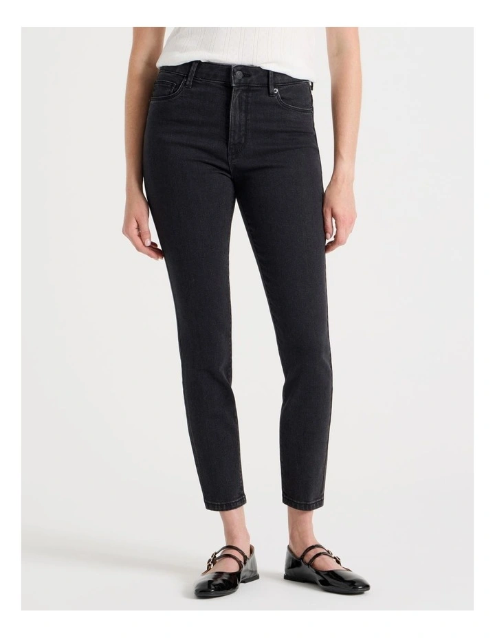 Skinny Mid Rise Jean with Short Inseam in Black image 2