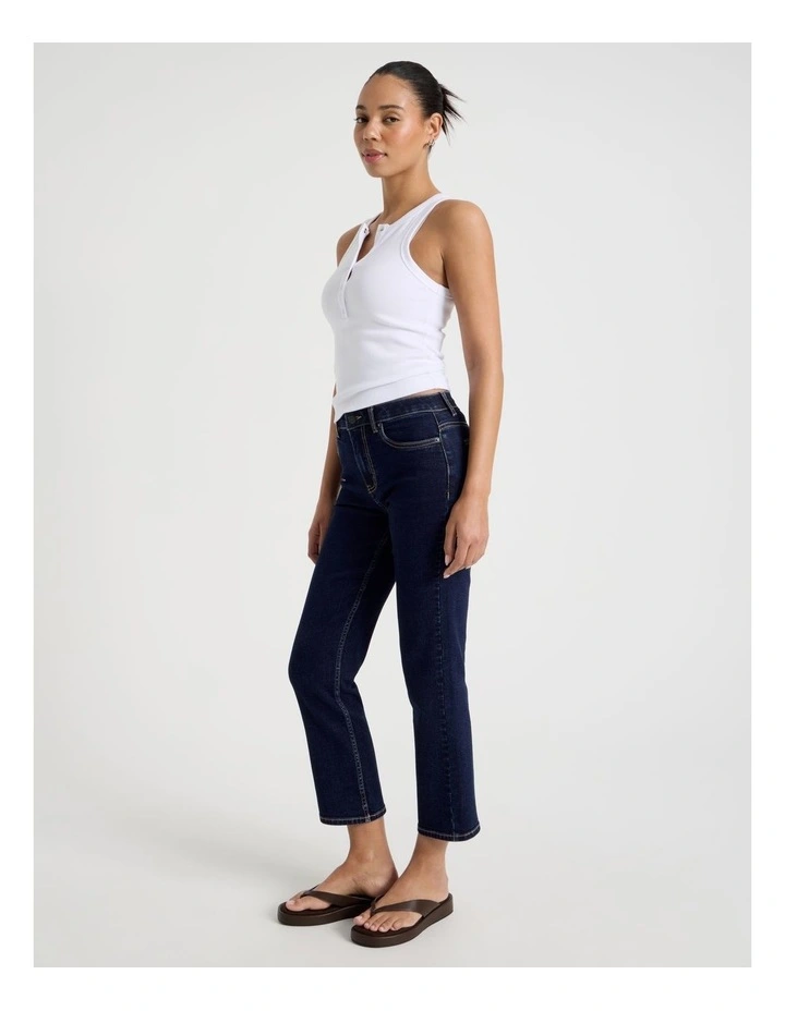 Cropped Straight Mid Rise Jeans in Rinse image 1