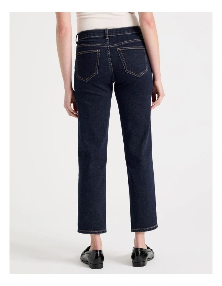 Cropped Straight Mid Rise Jean in Rinse image 6
