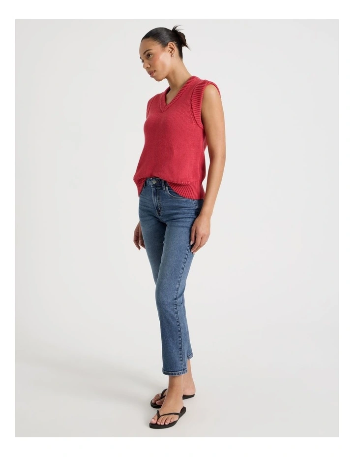 Cropped Straight Mid Rise Jean in Medium Indigo image 1
