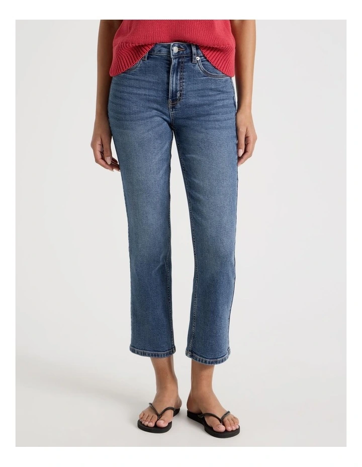 Cropped Straight Mid Rise Jean in Medium Indigo image 2