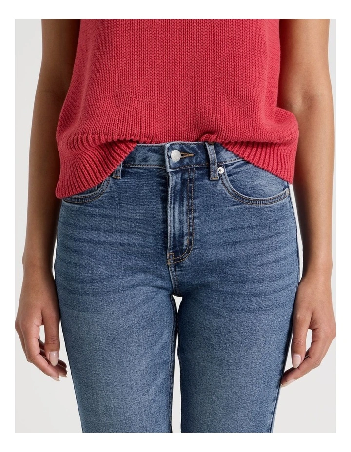 Cropped Straight Mid Rise Jean in Medium Indigo image 3