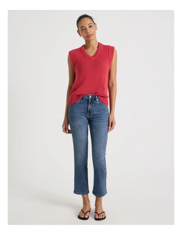 Cropped Straight Mid Rise Jean in Medium Indigo image 4