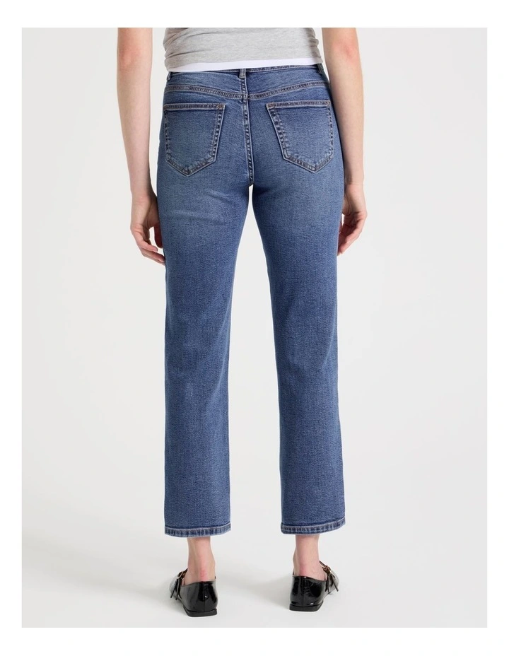Cropped Straight Mid Rise Jean in Medium Indigo image 6