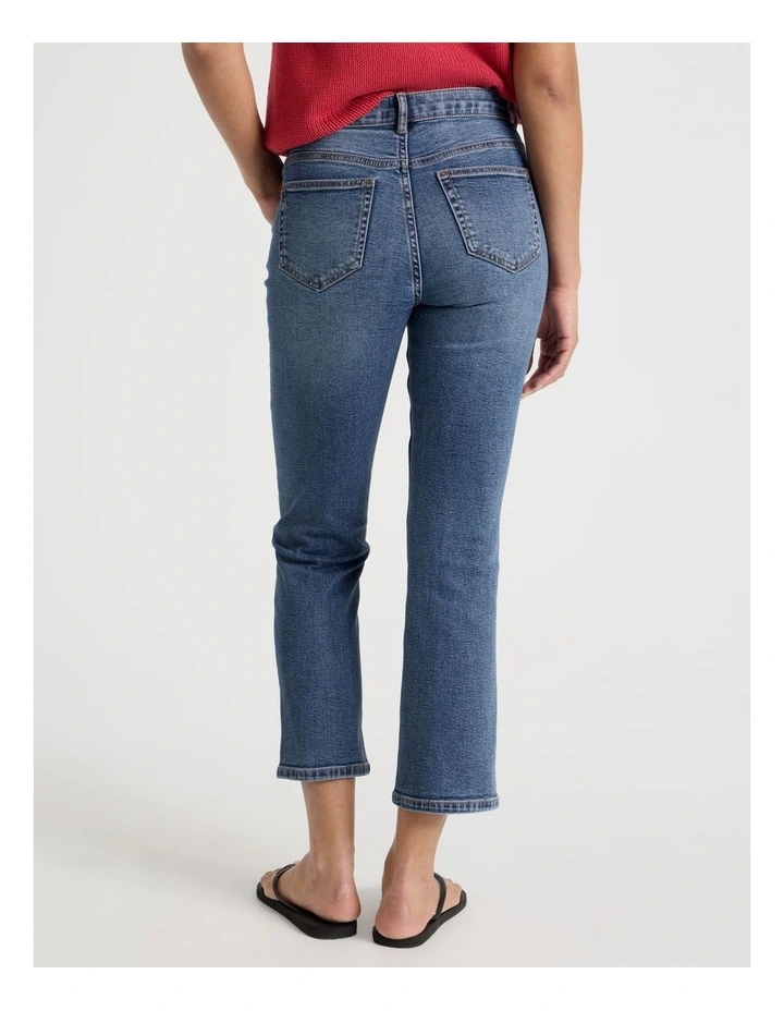 Cropped Straight Mid Rise Jean in Medium Indigo image 6