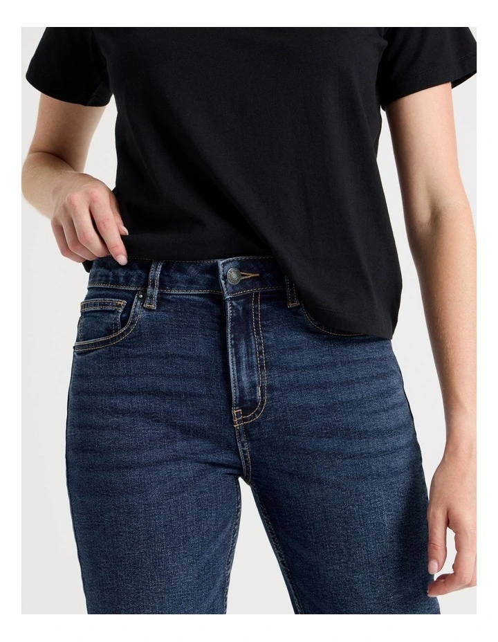 Cropped Straight Mid Rise Jean in Dark Indigo image 3