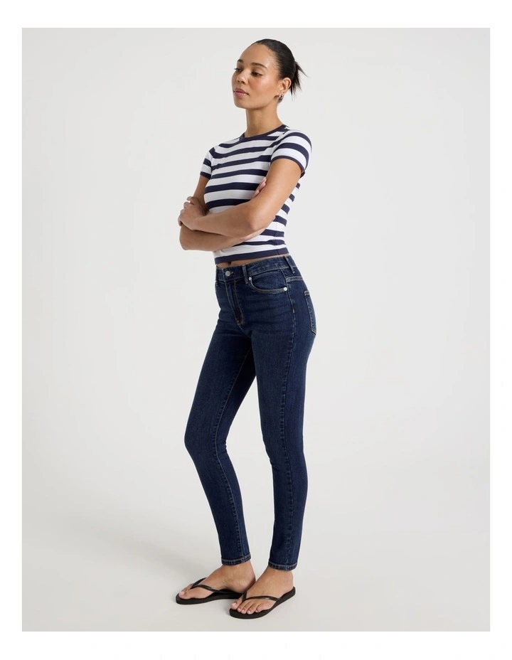 Skinny Mid Rise Jean in Medium Indigo image 1