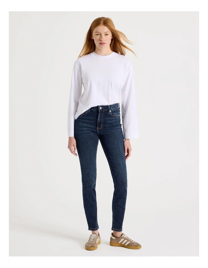 Skinny Mid Rise Jean in Medium Indigo image 1