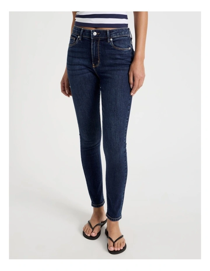 Skinny Mid Rise Jean in Medium Indigo image 2