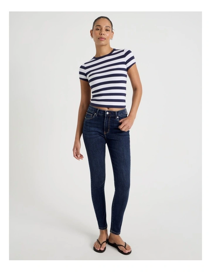 Skinny Mid Rise Jean in Medium Indigo image 3