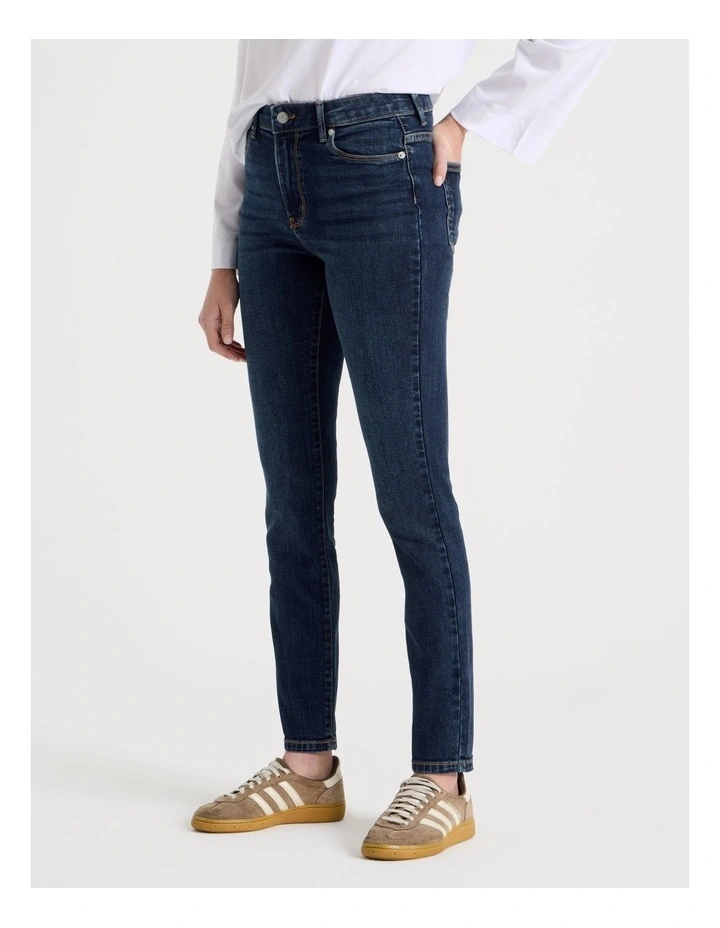 Skinny Mid Rise Jean in Medium Indigo image 4