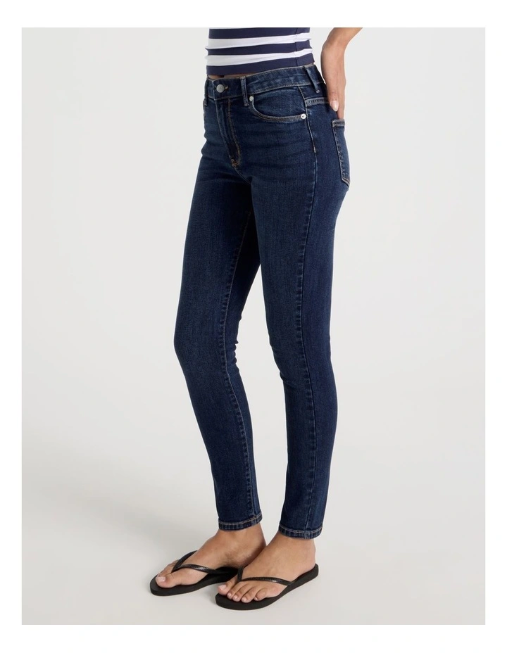 Skinny Mid Rise Jean in Medium Indigo image 5