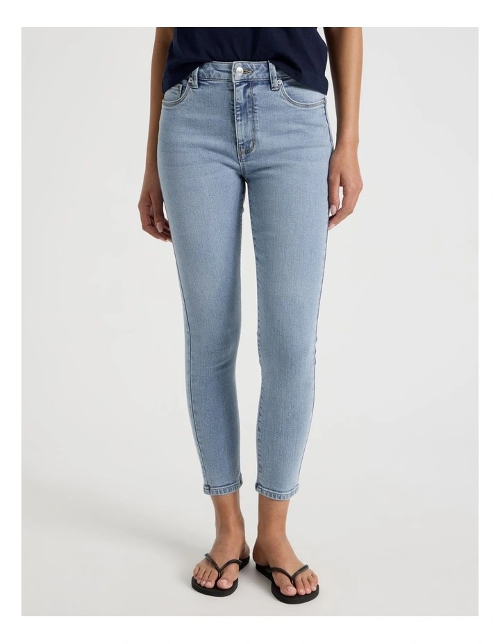 Skinny Mid Rise Jean With Short Inseam in Light Indigo image 2