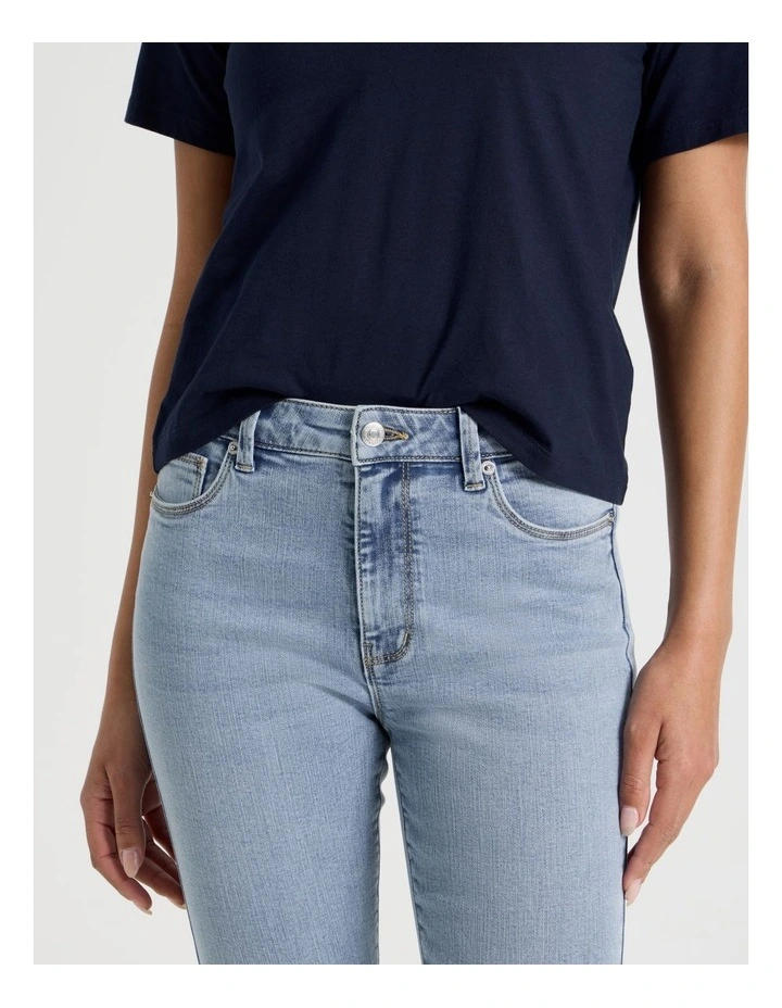 Skinny Mid Rise Jean With Short Inseam in Light Indigo image 3