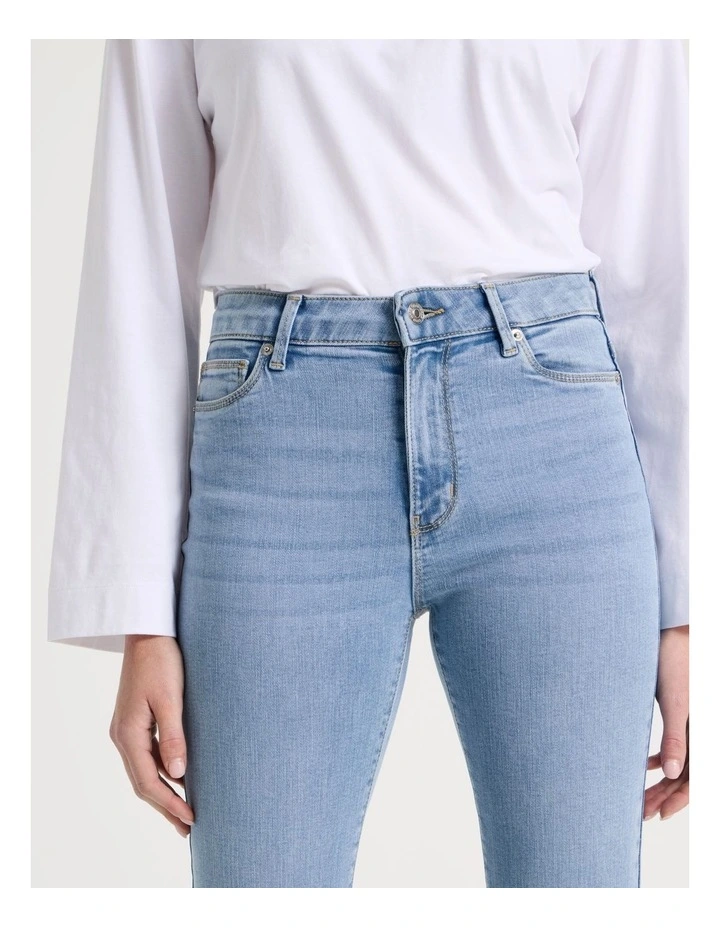 Skinny Mid Rise Jean with Short Inseam in Light Indigo image 4