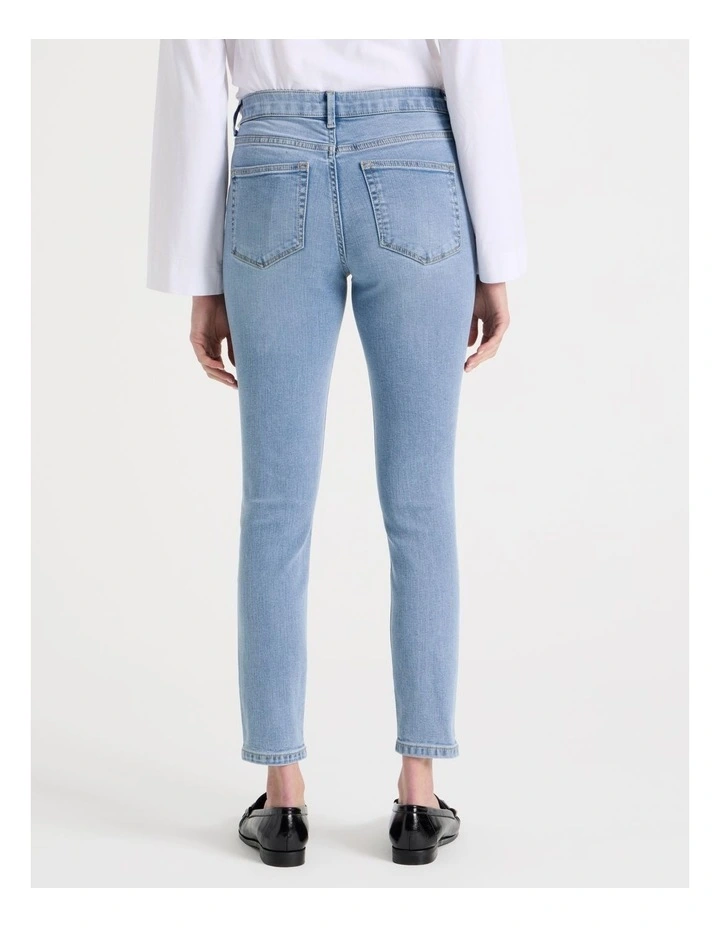 Skinny Mid Rise Jean with Short Inseam in Light Indigo image 5