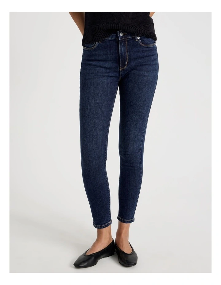 Skinny Mid Rise Jean With Short Inseam in Medium Indigo image 2