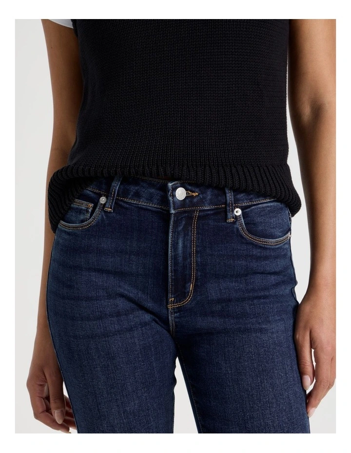 Skinny Mid Rise Jean With Short Inseam in Medium Indigo image 3