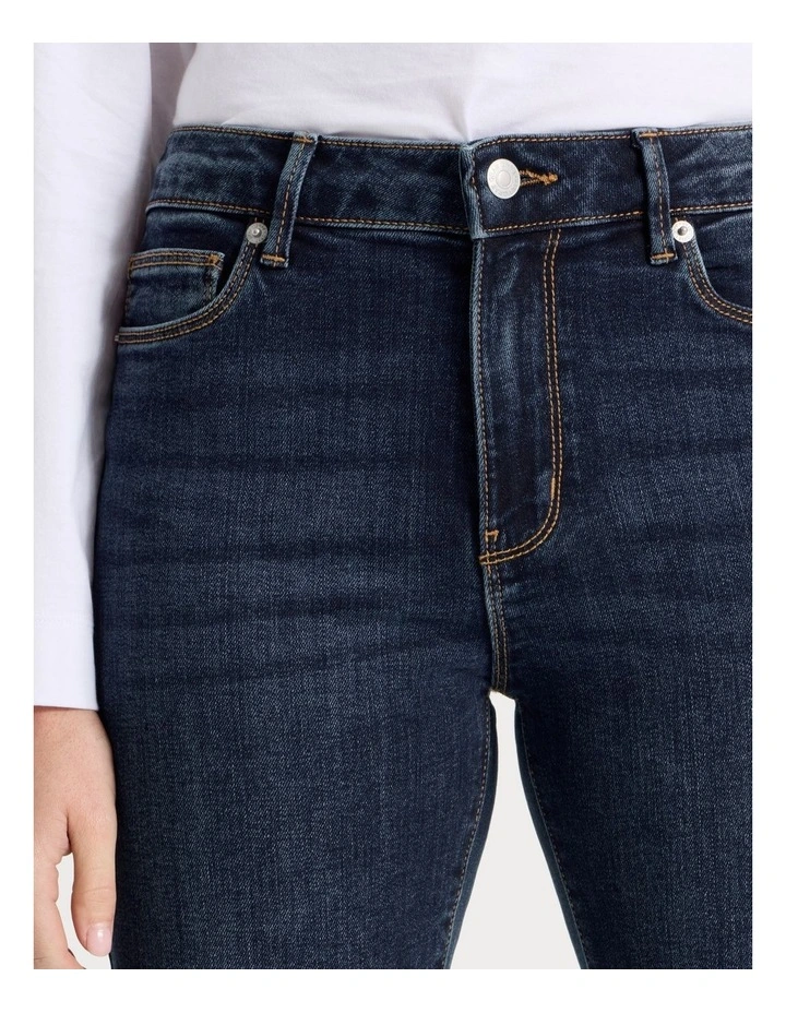 Skinny Mid Rise Jean with Short Inseam in Medium Indigo image 5