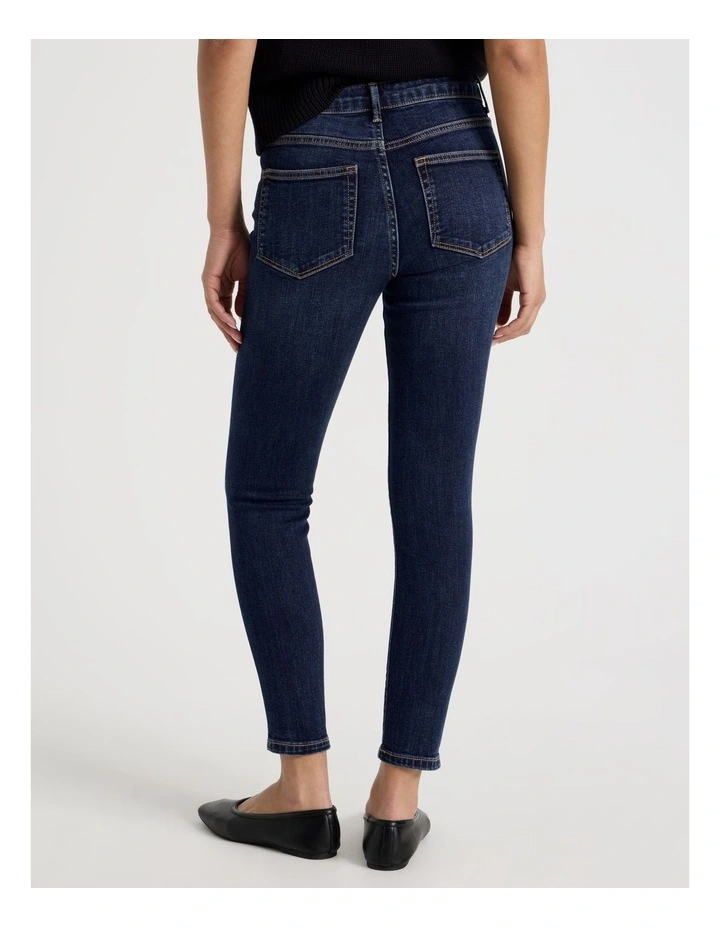 Skinny Mid Rise Jean With Short Inseam in Medium Indigo image 6