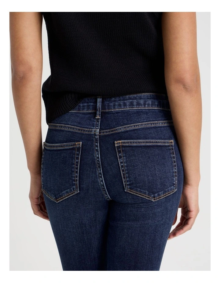 Skinny Mid Rise Jean With Short Inseam in Medium Indigo image 7