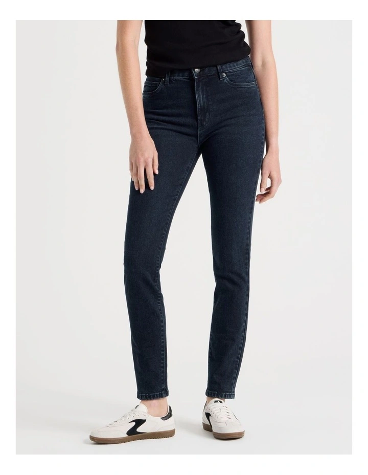 Skinny Mid Rise Jean in Blue Black image 3