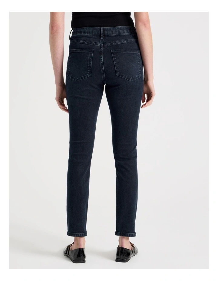 Skinny Mid Rise Jean with Short Inseam in Blue Black image 6