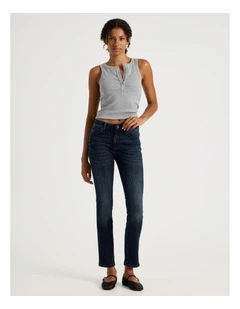 Slim Mid Rise Jean in Blue Black