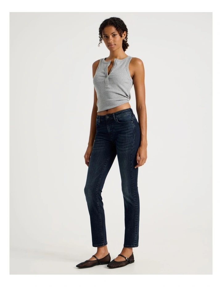 Slim Mid Rise Jean in Blue Black image 7