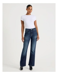 Flare High Rise Jeans in Dark Wash