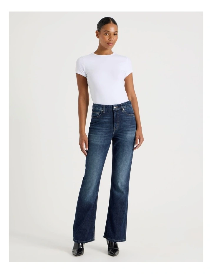 Flare High Rise Jeans in Dark Wash image 1