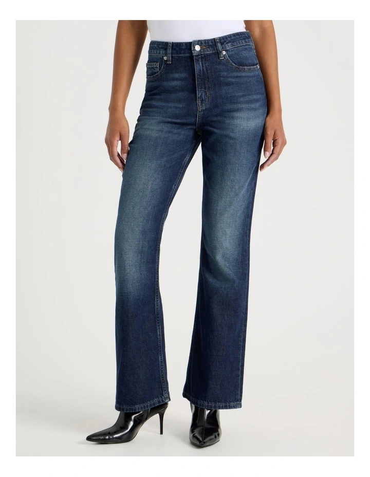 Flare High Rise Jeans in Dark Wash image 2