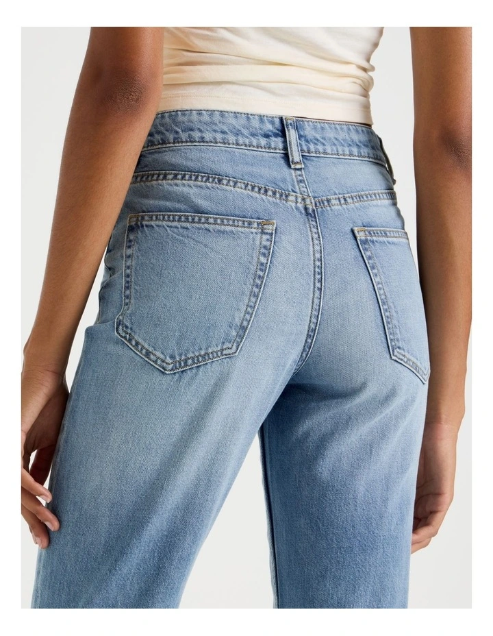 Flare High Rise Jeans in Medium Indigo image 6