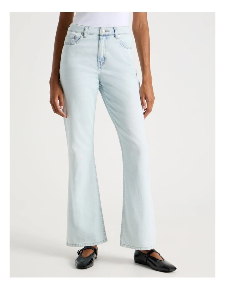 Flare High Rise Jeans in Super Bleached Light Indigo image 2