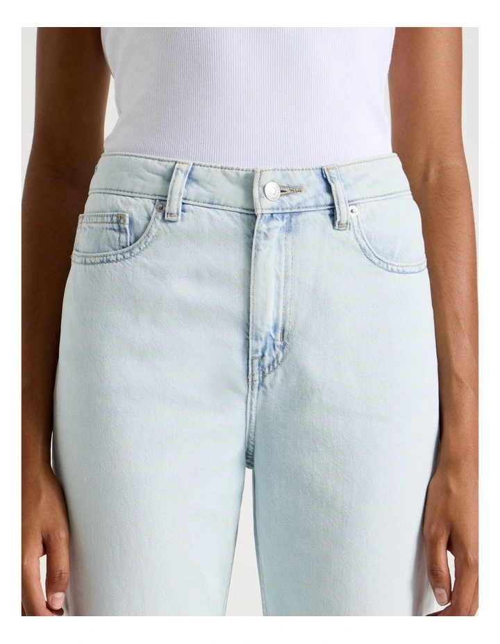 Flare High Rise Jeans in Super Bleached Light Indigo image 3