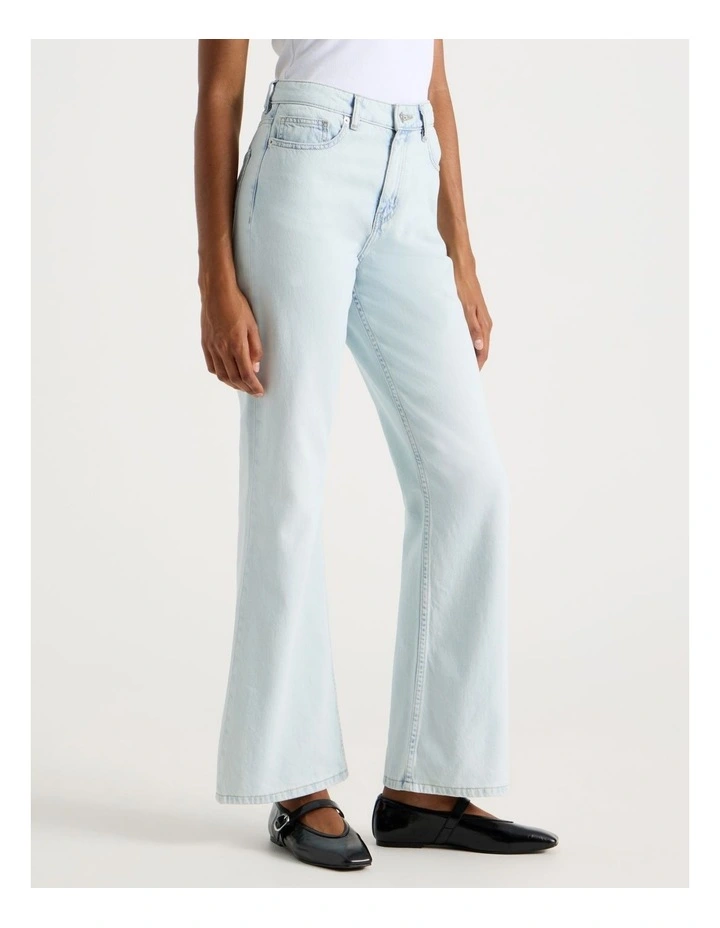 Flare High Rise Jeans in Super Bleached Light Indigo image 4