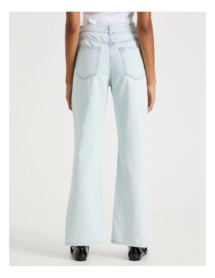 Flare High Rise Jeans in Super Bleached Light Indigo image 5