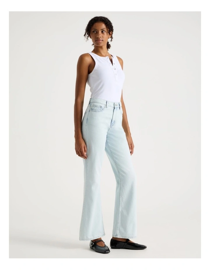 Flare High Rise Jeans in Super Bleached Light Indigo image 7