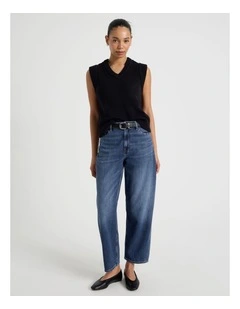 Barrel Mid Rise Jean In Dark Indigo