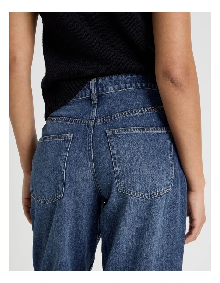 Barrel Mid Rise Jean In Dark Indigo image 7