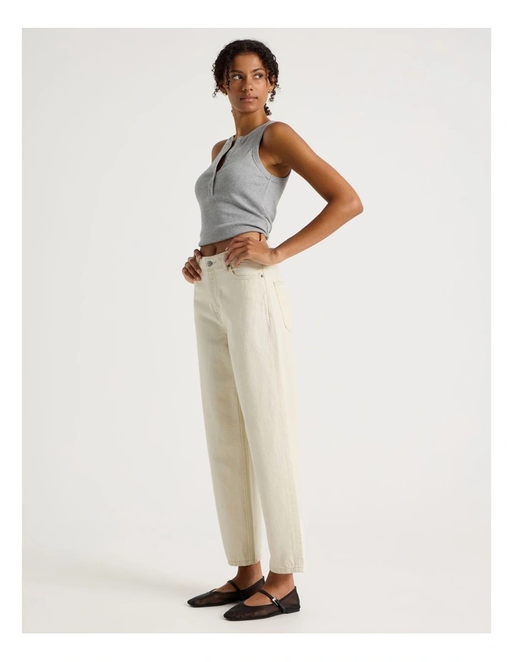 Barrel Mid Rise Jean in Ecru image 1