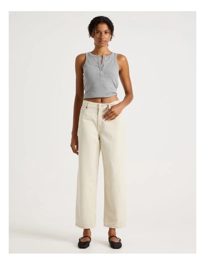 Barrel Mid Rise Jean in Ecru image 7