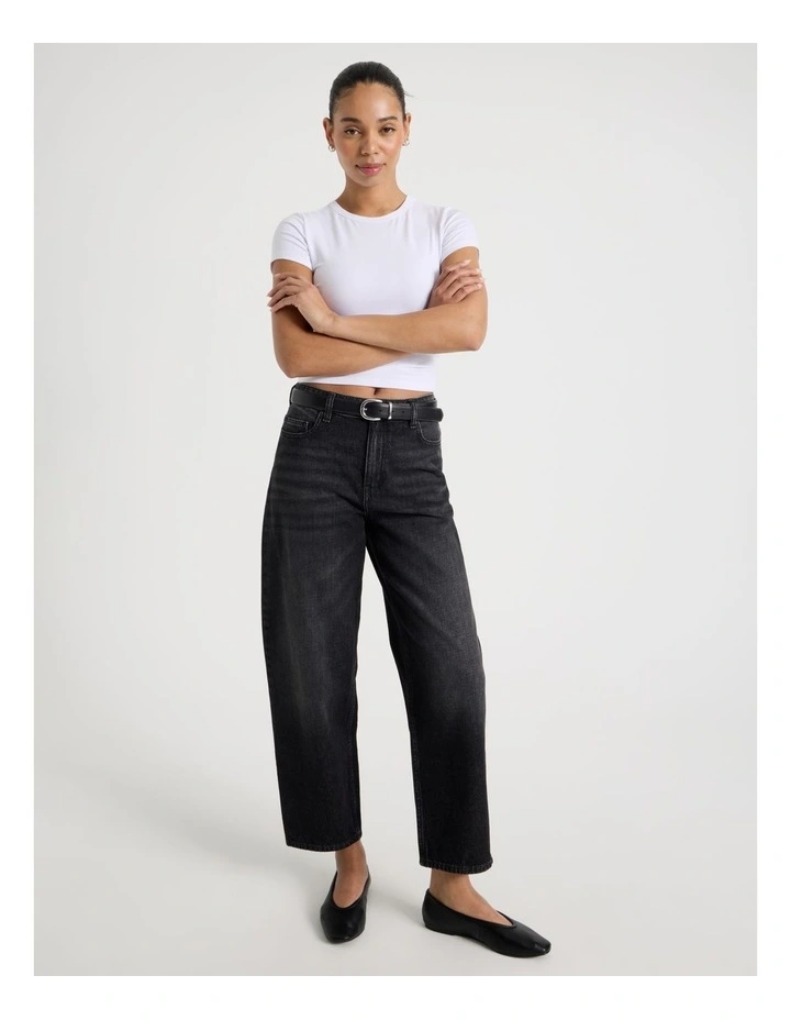 Barrel Mid Rise Jean In Washed Black image 1