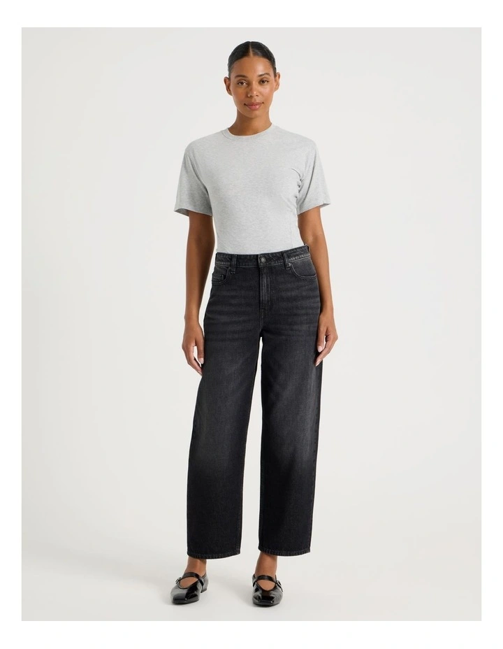 Barrel Mid Rise Jean In Washed Black image 1