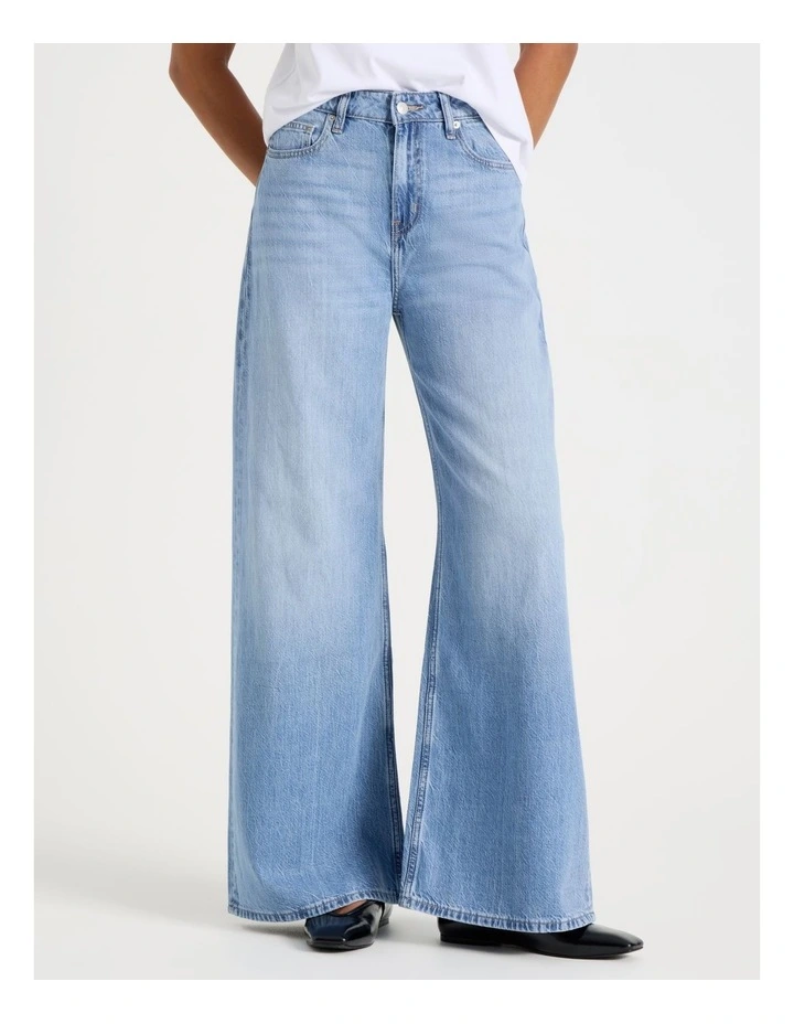 Wider Leg High Rise Jean in Light Indigo image 2