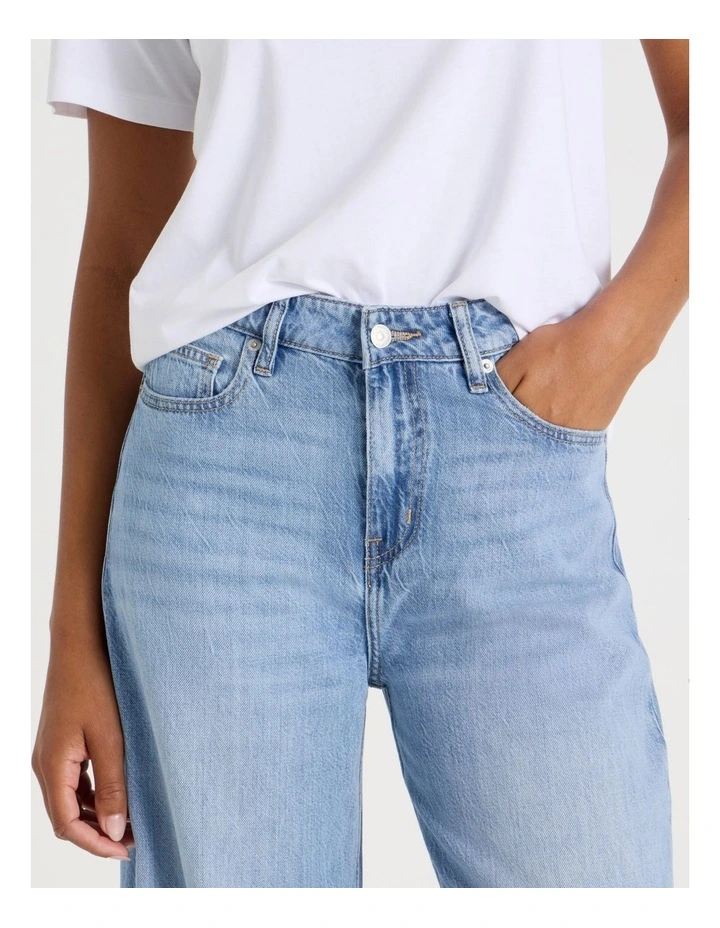 Wider Leg High Rise Jean in Light Indigo image 3