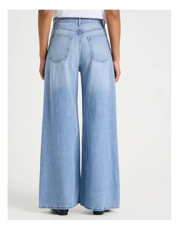 Wider Leg High Rise Jean in Light Indigo image 4
