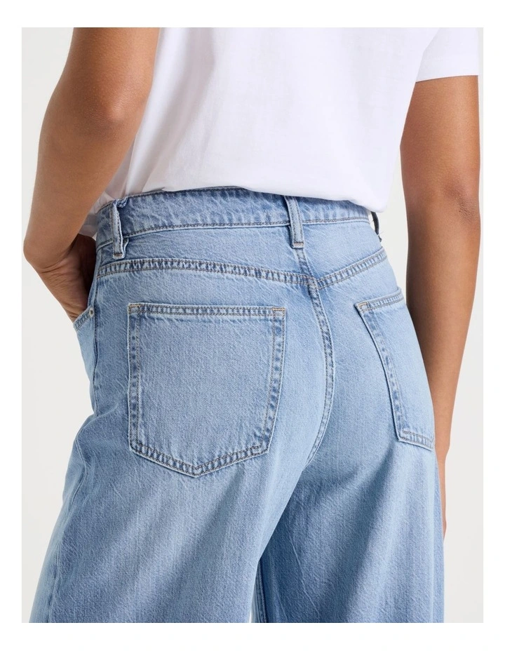 Wider Leg High Rise Jean in Light Indigo image 5