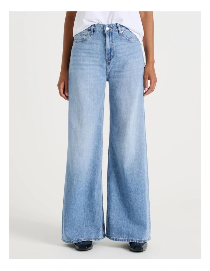 Wider Leg High Rise Jean in Light Indigo image 6