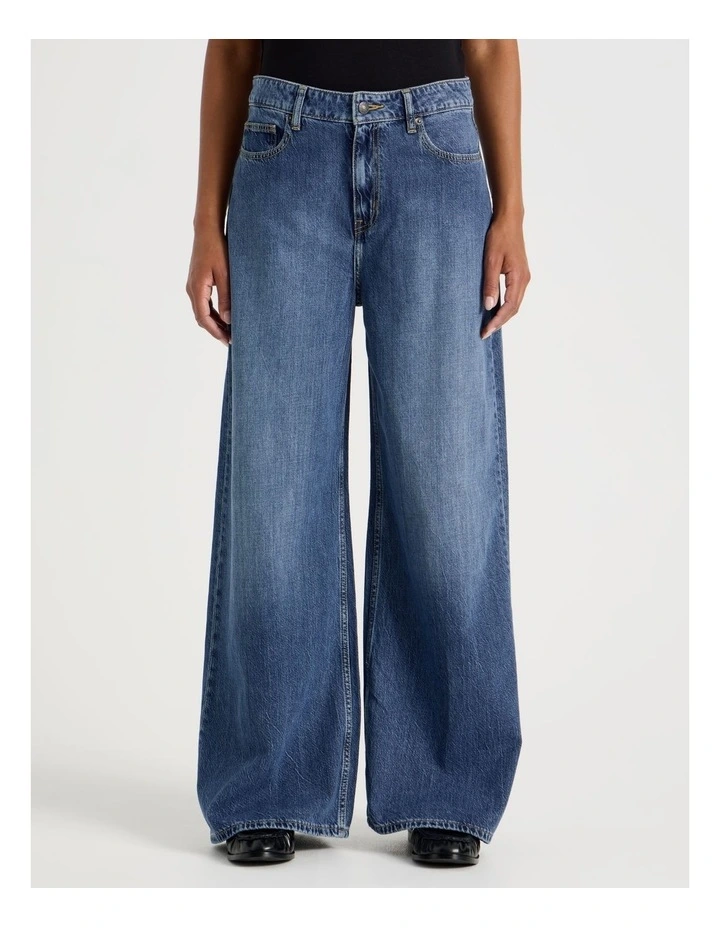 Wider Leg High Rise Jean in Medium Indigo image 2